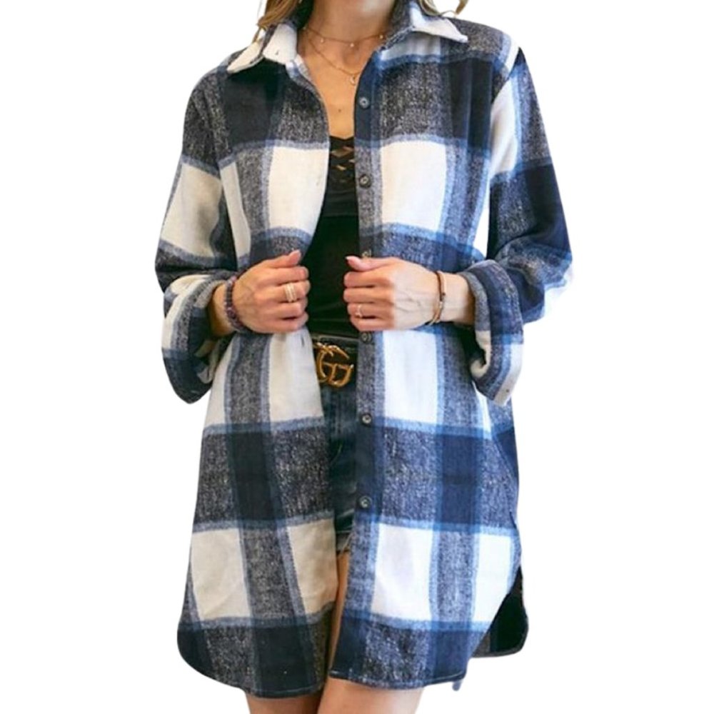 🔸️sale🔸️Navy Evie Plaid Shacket